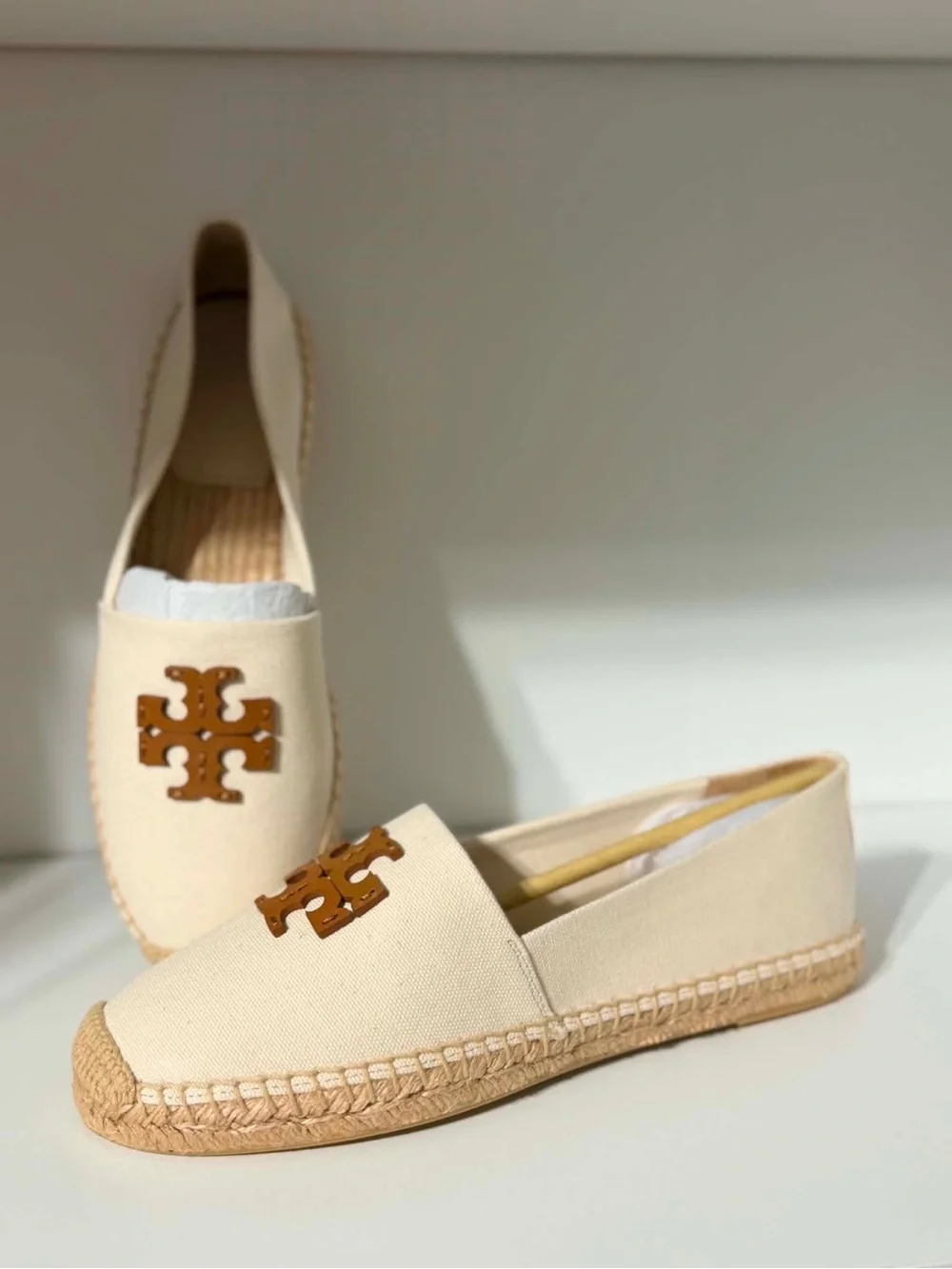 Tory Burch Cream Canvas Espadrille
